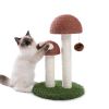 Cat Scratching Post Mushroom Claw Scratcher with Natural Sisal Ropes Interactive Dangling Ball for Kittens and Small Cats