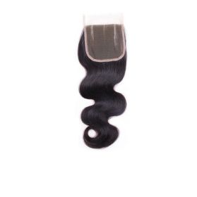 Real Hair Block Body Wave 4X4 Lace Closure (Option: Three part-10inch)