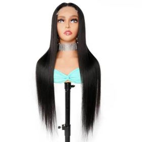 Glueless Transparent HD 4*4 Frontal 4x4 Lace Front Brazilian Real Human Hair Yaki Kinky Straight Closure Wig For Black Women (Stretched Length: 12 Inches (303mm))