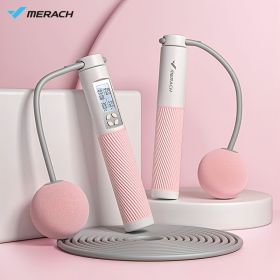 MERACH Wireless Jump Rope; Adjustable Skipping Rope With Counter For Adults Kids; For Fitness; Boxing; Exercise (Color: Pink/Cord/2 Function Button/No Bearing)